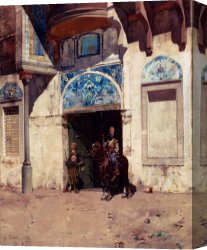 Palace Canvas Paintings - The Palace Guard by Alberto Pasini