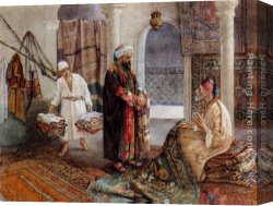 Carpet Canvas Paintings - The Carpet Merchants by Alberto Rosati