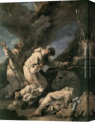 Praying Monks Canvas Paintings - Praying Monks by Alessandro Magnasco