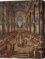 Observant Canvas Paintings - The Observant Friars in the Refectory by Alessandro Magnasco