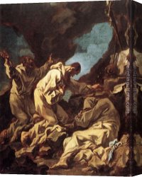 Praying Monks Canvas Paintings - Three Camaldolite Monks at Prayer by Alessandro Magnasco