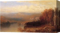 Autumn Scene Canvas Paintings - Adirondack Scene in Autumn by Alexander Helwig Wyant