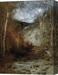 Rocky Canvas Paintings - Rocky Ledge_ Adirondacks by Alexander Helwig Wyant