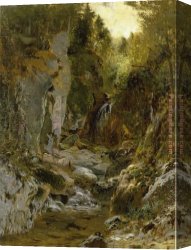 Alexander Canvas Paintings - The Flume_ Opalescent River_ Adirondacks by Alexander Helwig Wyant