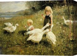 Koester Canvas Paintings - Max Gansefutterung by Alexander Koester