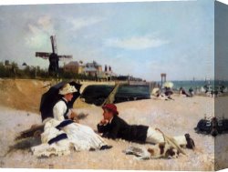 Alexander Rossi Canvas Paintings - On The Beach by Alexander Rossi