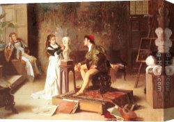 Alexander Rossi Canvas Paintings - The Young Sculptress by Alexander Rossi