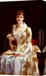 Portrait of a Young Man (detail) Canvas Paintings - Portrait Of Young Lady by Alexandre Cabanel