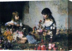 The Flower Seller Canvas Paintings - The Little Flower Seller by Alexei Alexeivich Harlamoff