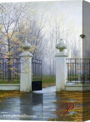Butirskiy Canvas Paintings - Autumn Gate by Alexei Butirskiy