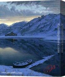 Butirskiy Canvas Paintings - Mountain Pond by Alexei Butirskiy