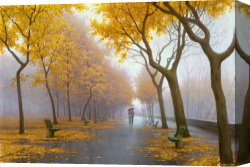 Butirskiy Canvas Paintings - October Stroll by Alexei Butirskiy