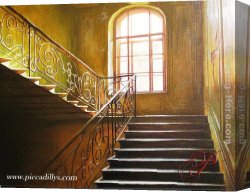 Butirskiy Canvas Paintings - Stairs I Climb by Alexei Butirskiy