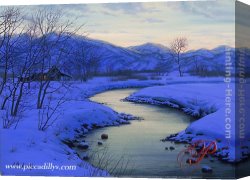 Butirskiy Canvas Paintings - Winding Stream by Alexei Butirskiy