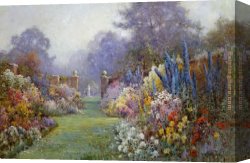 Summer Landscape Aka Woman with a Parasol in a Garden Canvas Paintings - A Summer Garden by Alfred de Breanski
