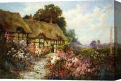Gingerbread Cottage Canvas Paintings - Ann Hathaway's Cottage by Alfred de Breanski