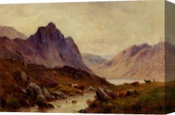 Craig Canvas Paintings - Falcon Craig, Derwentwater by Alfred de Breanski