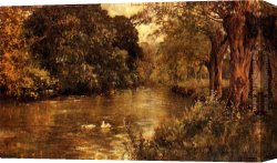 Peasant Hanging Out The Washing Canvas Paintings - Neath O'er Hanging Boughs by Alfred de Breanski