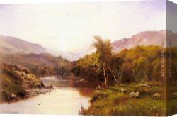 Yosemite Valley Yellowstone Park Canvas Paintings - The Golden Valley by Alfred de Breanski