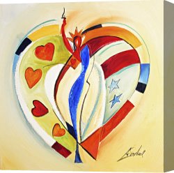 Heart Canvas Paintings - AMERICAN HEARTS I by Alfred Gockel