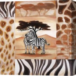 Fate Animals Canvas Paintings - Animals of the Veldt - Zebras by Alfred Gockel