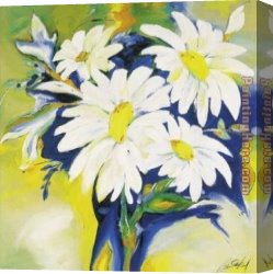 Bouquet Canvas Paintings - Daisy Bouquet by Alfred Gockel