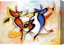The Angel And Tobias with The Fish Canvas Paintings - Dancing Angels by Alfred Gockel