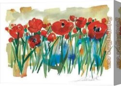 Fields of Tuscany I Canvas Paintings - Field of Poppies by Alfred Gockel