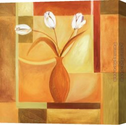Squares with Concentric Canvas Paintings - Flowers on the Square I by Alfred Gockel