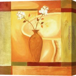 Squares with Concentric Canvas Paintings - Flowers on the Square II by Alfred Gockel