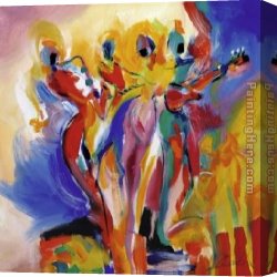 Jazz on The Square Canvas Paintings - Jazz Explosion II by Alfred Gockel