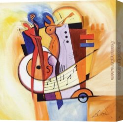 Squares with Concentric Canvas Paintings - Jazz on the Square by Alfred Gockel