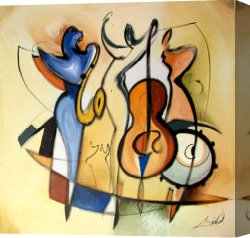 Jazz Canvas Paintings - JAZZ TRIO by Alfred Gockel