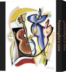 Spirits at Play II Canvas Paintings - Lady Plays The Blues by Alfred Gockel