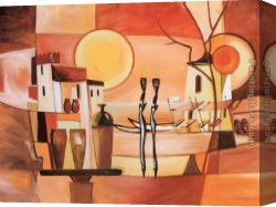 Market Canvas Paintings - Midday Market I by Alfred Gockel
