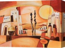 Market Canvas Paintings - Midday Market II by Alfred Gockel