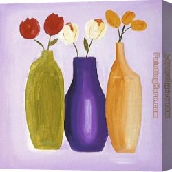 Bottle Canvas Paintings - Multi-Hued Bottles IV by Alfred Gockel