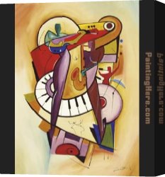 Spirits at Play II Canvas Paintings - Play It Again II by Alfred Gockel