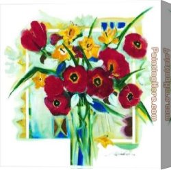 Poppies of Toscano I Canvas Paintings - Red Poppies In Vase by Alfred Gockel