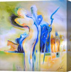 Exotic Canvas Paintings - ROMANCE IN AN EXOTIC PLACE by Alfred Gockel