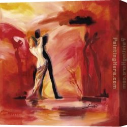 Red Circles II Canvas Paintings - Romance in Red II by Alfred Gockel