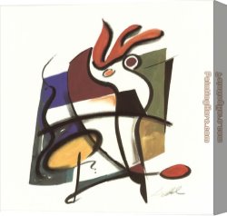 Double Roosters Canvas Paintings - Rooster by Alfred Gockel