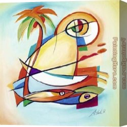 Around The Fish Canvas Paintings - Sun Fish I by Alfred Gockel
