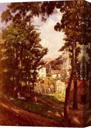 Les Amiants Canvas Paintings - La Famille Du Peintre Sur Les Hauteurs De Montmartre by Alfred Renaudin