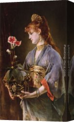 Portrait of a Woman Canvas Paintings - Portrait of a Woman by Alfred Stevens