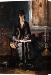 Portrait of a Young Man (detail) Canvas Paintings - Portrait of a Young Woman by Alfred Stevens