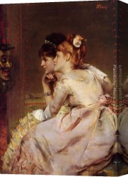 Mask Canvas Paintings - The Japanese Mask by Alfred Stevens