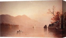 York Canvas Paintings - Autumn Mist Lake George New York by Alfred Thompson Bricher