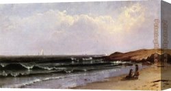 The Seashore Canvas Paintings - Children at the Seashore by Alfred Thompson Bricher
