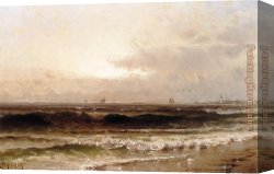 Distant Thoughts Canvas Paintings - Distant Beacon by Alfred Thompson Bricher
